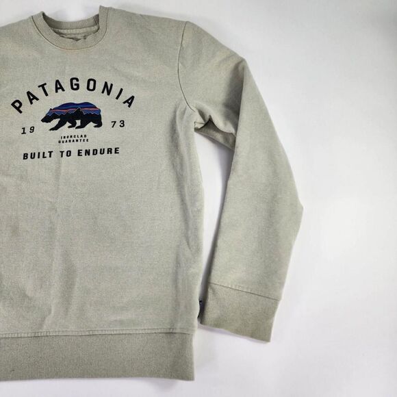 Patagonia Mens Arched Fitz Roy Bear Siz S Uprisal Crew Sweatshirt Beige Pullover - Picture 4 of 11